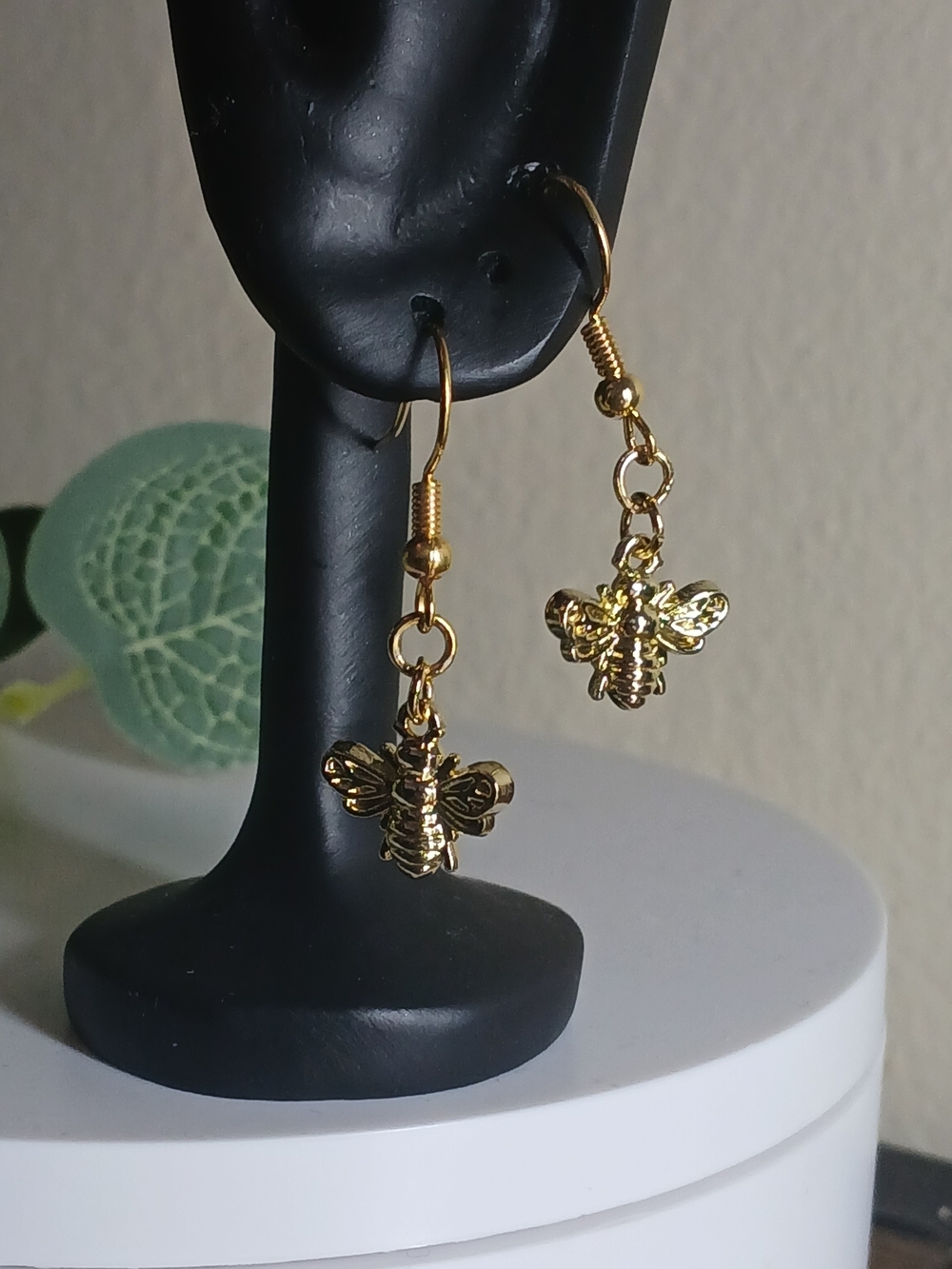 Hypoallergenic Gold Bee Dangle Earrings